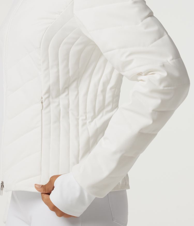 PuffFlex Veste rembourrée matelassée décontractée à col montant, manches longues, avec poches et ouvertures pour les pouces PuffFlex Veste rembourrée matelassée décontractée à col montant, manches longues, avec poches et ouvertures pour les pouces
