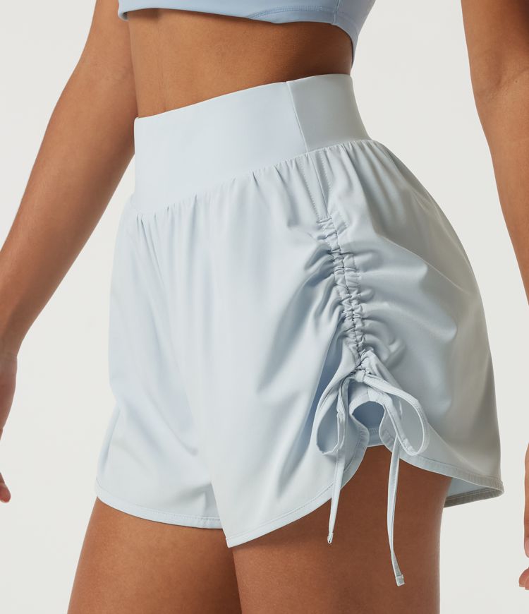 Breezeful™ High Waisted Tummy Control Quick Dry Ruched 2-in-1 Running Shorts 3" 