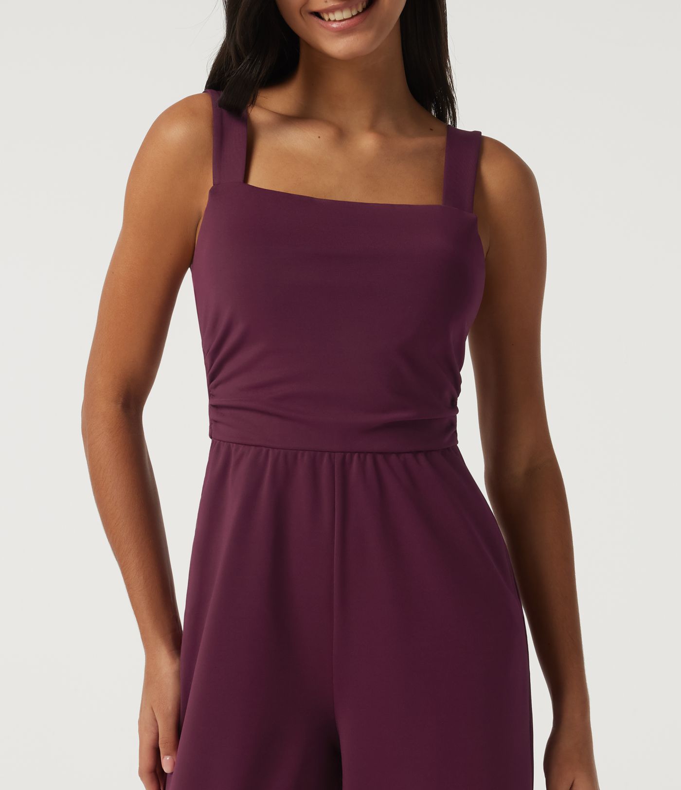 Square Neck Sleeveless Wide Leg Party Jumpsuit with Pockets and Built-in Bra - Easy Peezy Edition