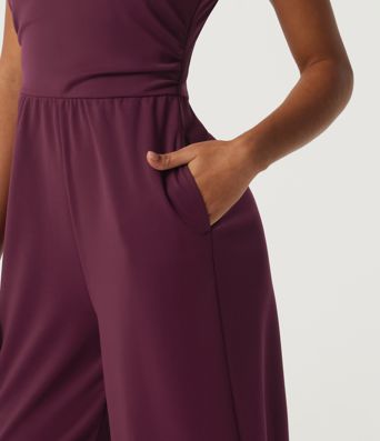 Square Neck Sleeveless Wide Leg Party Jumpsuit with Pockets and Built-in Bra - Easy Peezy Edition