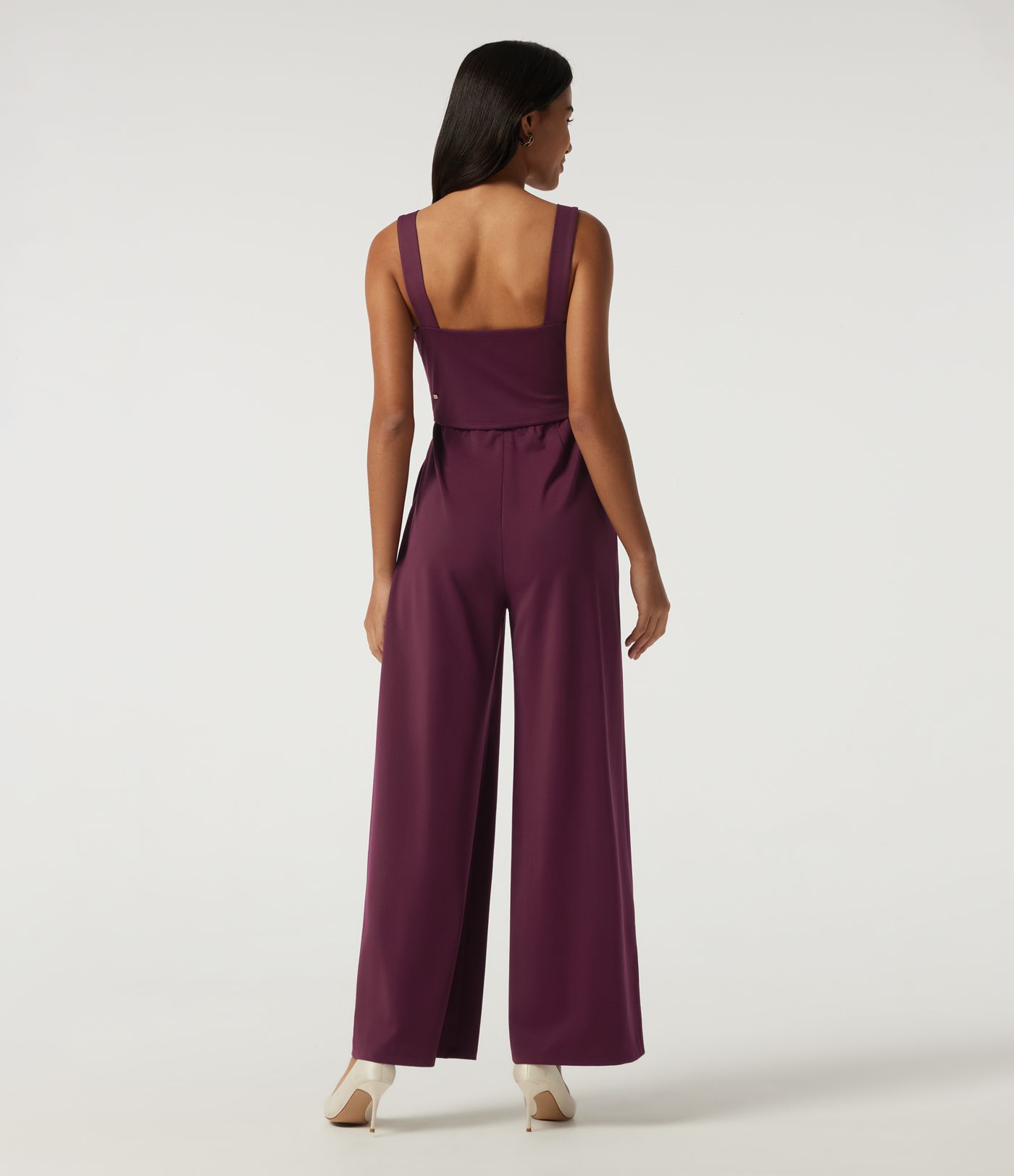 Square Neck Sleeveless Wide Leg Party Jumpsuit with Pockets and Built-in Bra - Easy Peezy Edition