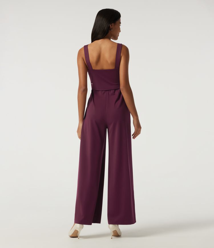 Square Neck Sleeveless Wide Leg Party Jumpsuit with Pockets and Built-in Bra - Easy Peezy Edition