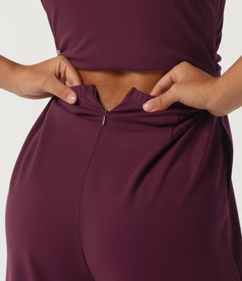 Square Neck Sleeveless Wide Leg Party Jumpsuit with Pockets and Built-in Bra - Easy Peezy Edition