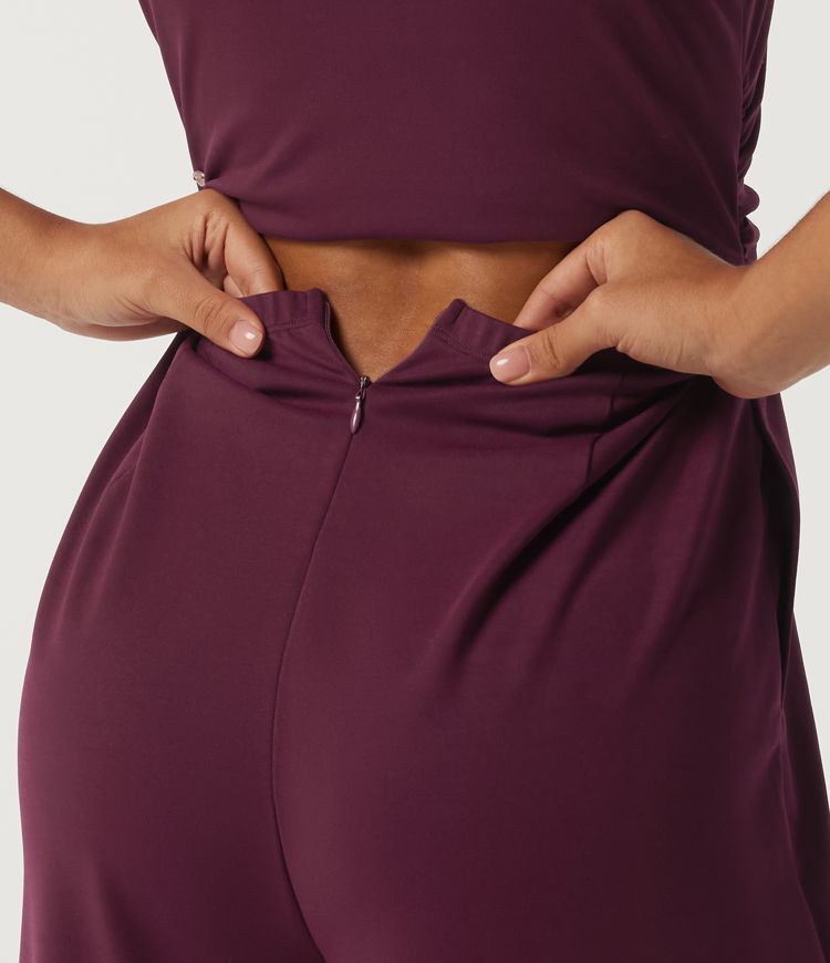 Square Neck Sleeveless Wide Leg Party Jumpsuit with Pockets and Built-in Bra - Easy Peezy Edition