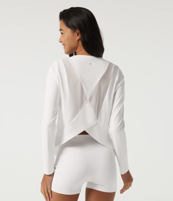 SoftlyZero™ luftiges Rundhals-Top mit langen Ärmeln und Mesh-Rücken für Yoga und Sport SoftlyZero™ luftiges Rundhals-Top mit langen Ärmeln und Mesh-Rücken für Yoga und Sport