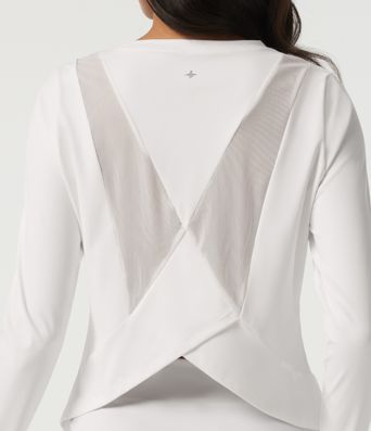 SoftlyZero™ luftiges Rundhals-Top mit langen Ärmeln und Mesh-Rücken für Yoga und Sport SoftlyZero™ luftiges Rundhals-Top mit langen Ärmeln und Mesh-Rücken für Yoga und Sport