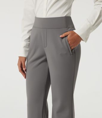 High Waisted Flare Fleece Work Pants with Pockets