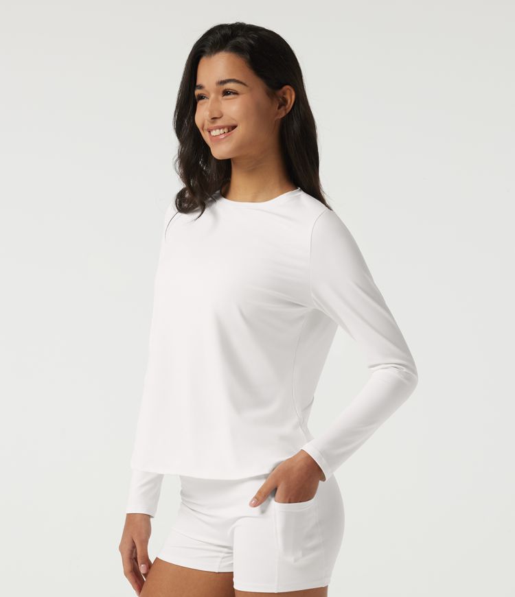 SoftlyZero™ luftiges Rundhals-Top mit langen Ärmeln und Mesh-Rücken für Yoga und Sport SoftlyZero™ luftiges Rundhals-Top mit langen Ärmeln und Mesh-Rücken für Yoga und Sport