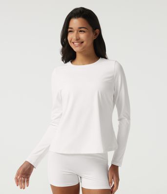 SoftlyZero™ luftiges Rundhals-Top mit langen Ärmeln und Mesh-Rücken für Yoga und Sport SoftlyZero™ luftiges Rundhals-Top mit langen Ärmeln und Mesh-Rücken für Yoga und Sport