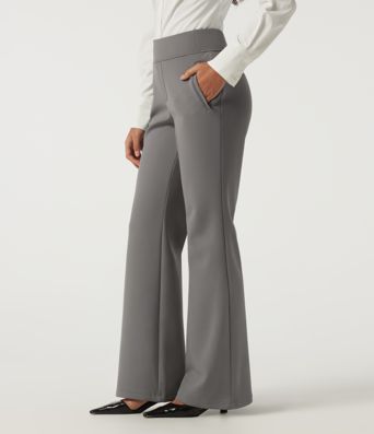 High Waisted Flare Fleece Work Pants with Pockets