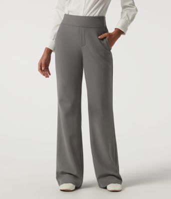 High Waisted Flare Fleece Work Pants with Pockets