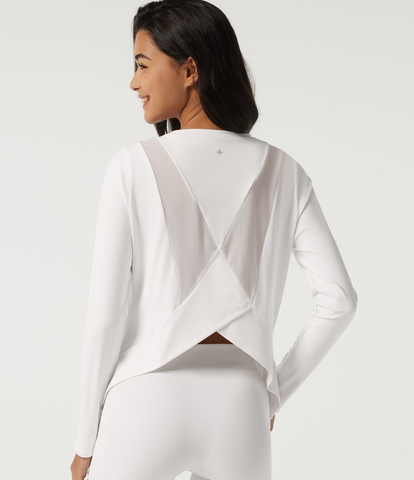 SoftlyZero™ luftiges Rundhals-Top mit langen Ärmeln und Mesh-Rücken für Yoga und Sport SoftlyZero™ luftiges Rundhals-Top mit langen Ärmeln und Mesh-Rücken für Yoga und Sport