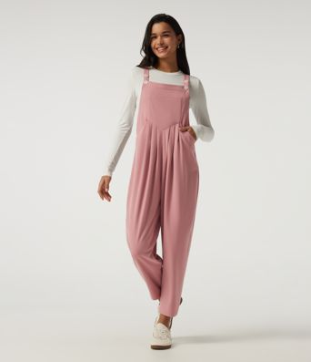 Square Neck Sleeveless Tapered Waffle Casual Overalls with Pockets