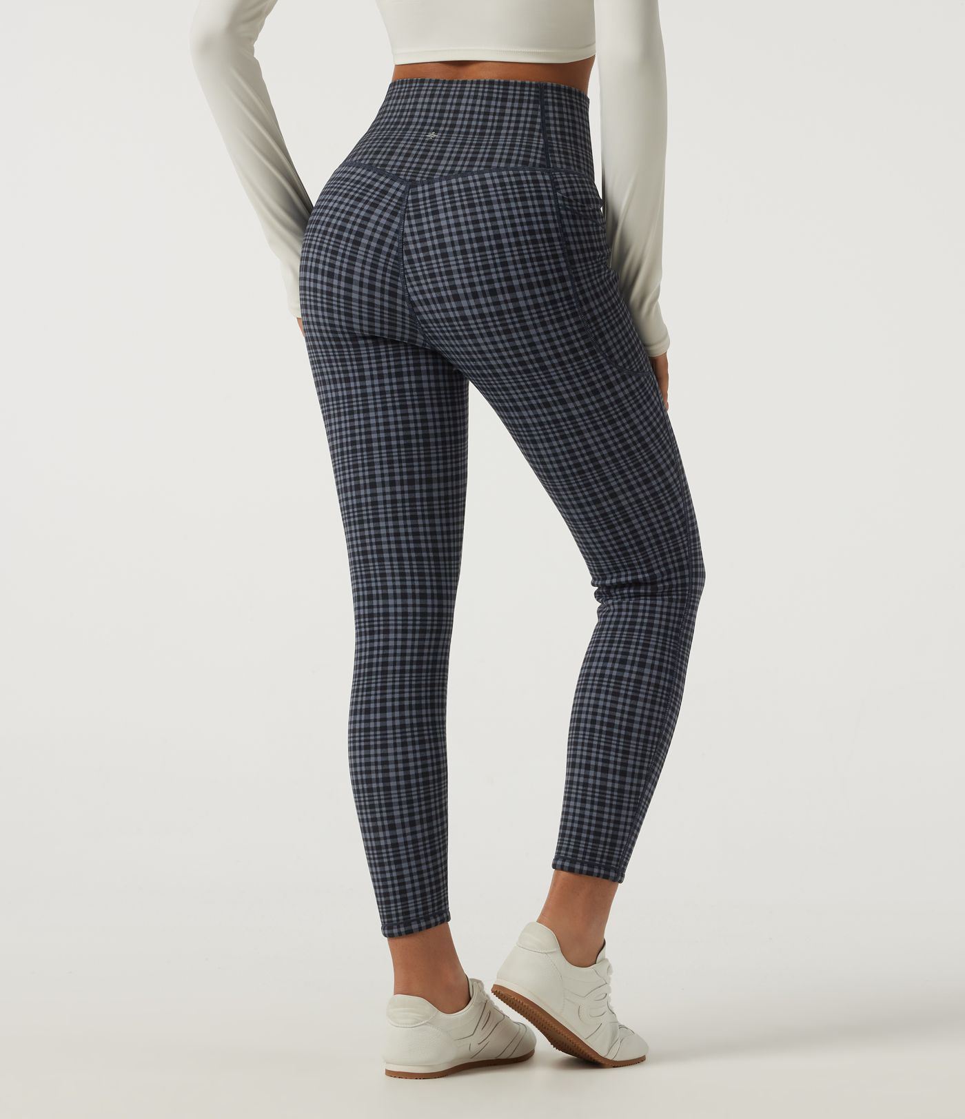 Halara UltraSculpt™ High Waisted Tummy Control Fleece Plaid Workout Leggings with Pockets