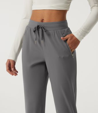 Mid Rise Drawstring Fleece Work Joggers with Pockets