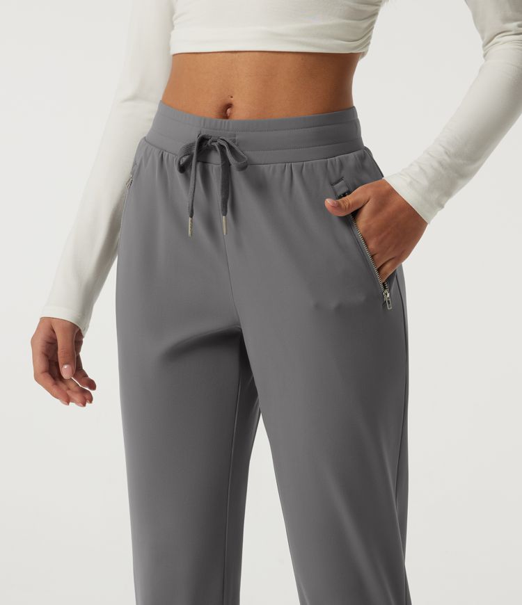 Mid Rise Drawstring Fleece Work Joggers with Pockets