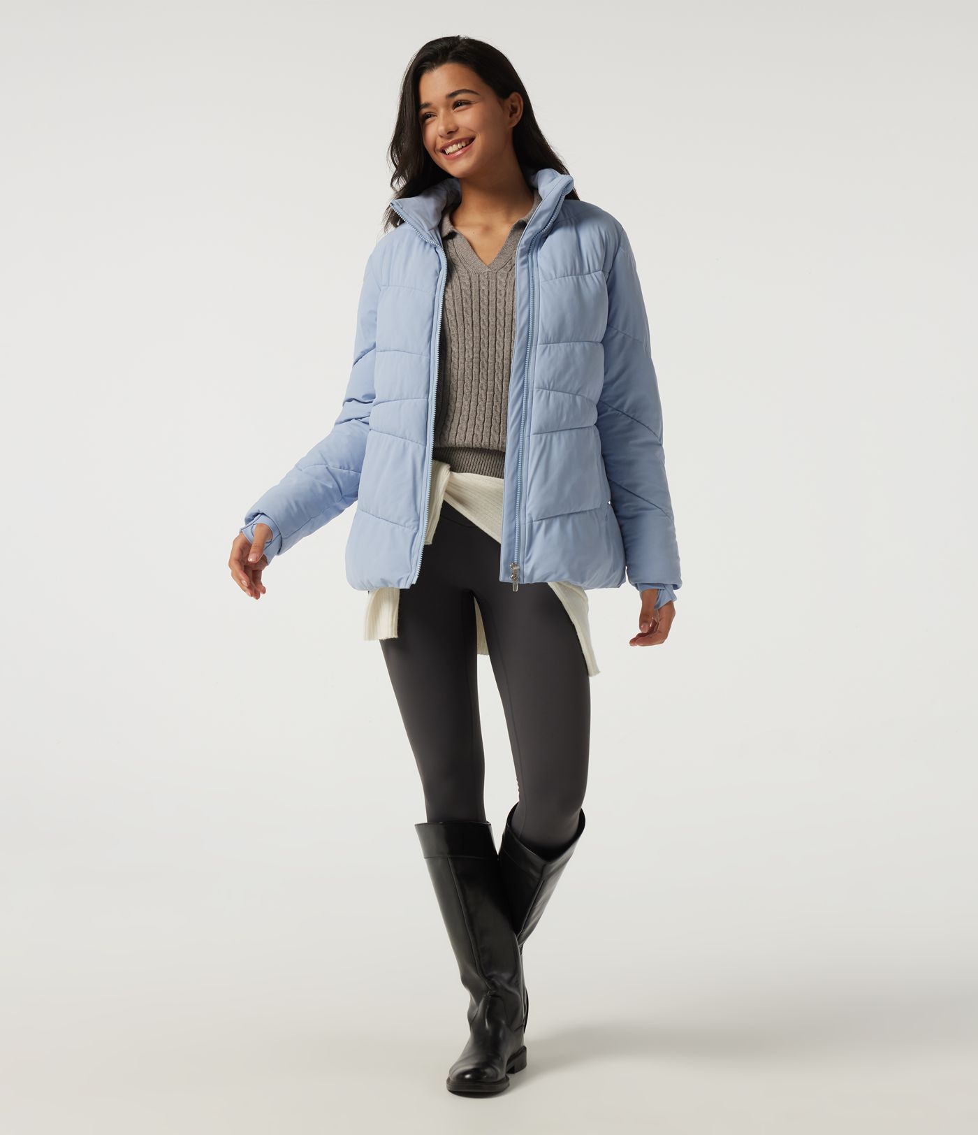 PuffFlex — veste matelassée déperlante durable, col montant, manches longues, style décontracté, avec poches et passe-pouces