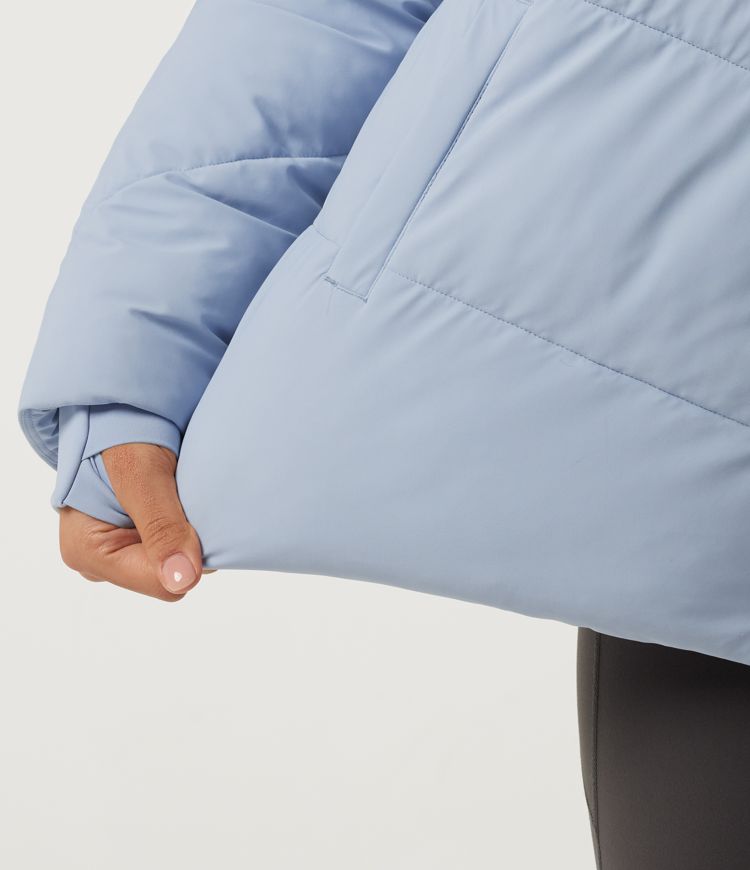 PuffFlex — veste matelassée déperlante durable, col montant, manches longues, style décontracté, avec poches et passe-pouces