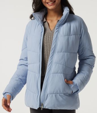 PuffFlex — veste matelassée déperlante durable, col montant, manches longues, style décontracté, avec poches et passe-pouces