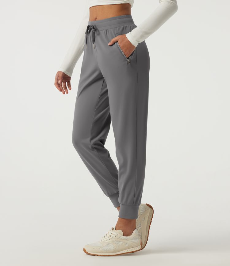 Mid Rise Drawstring Fleece Work Joggers with Pockets