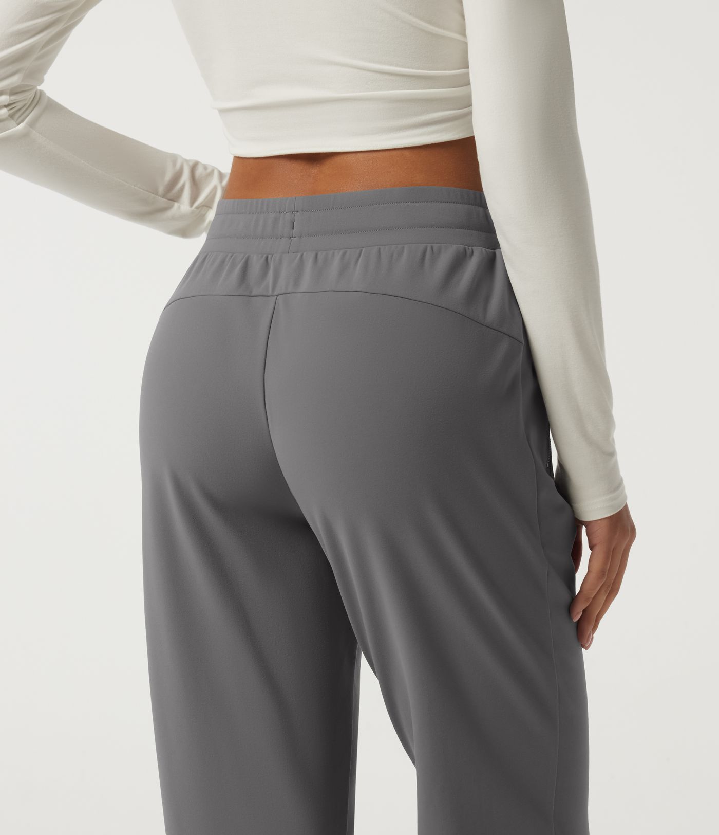 Mid Rise Drawstring Fleece Work Joggers with Pockets