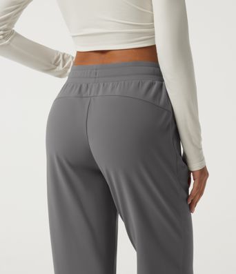 Mid Rise Drawstring Fleece Work Joggers with Pockets