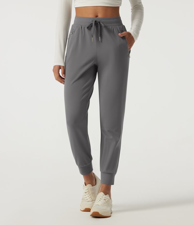 Mid Rise Drawstring Fleece Work Joggers with Pockets