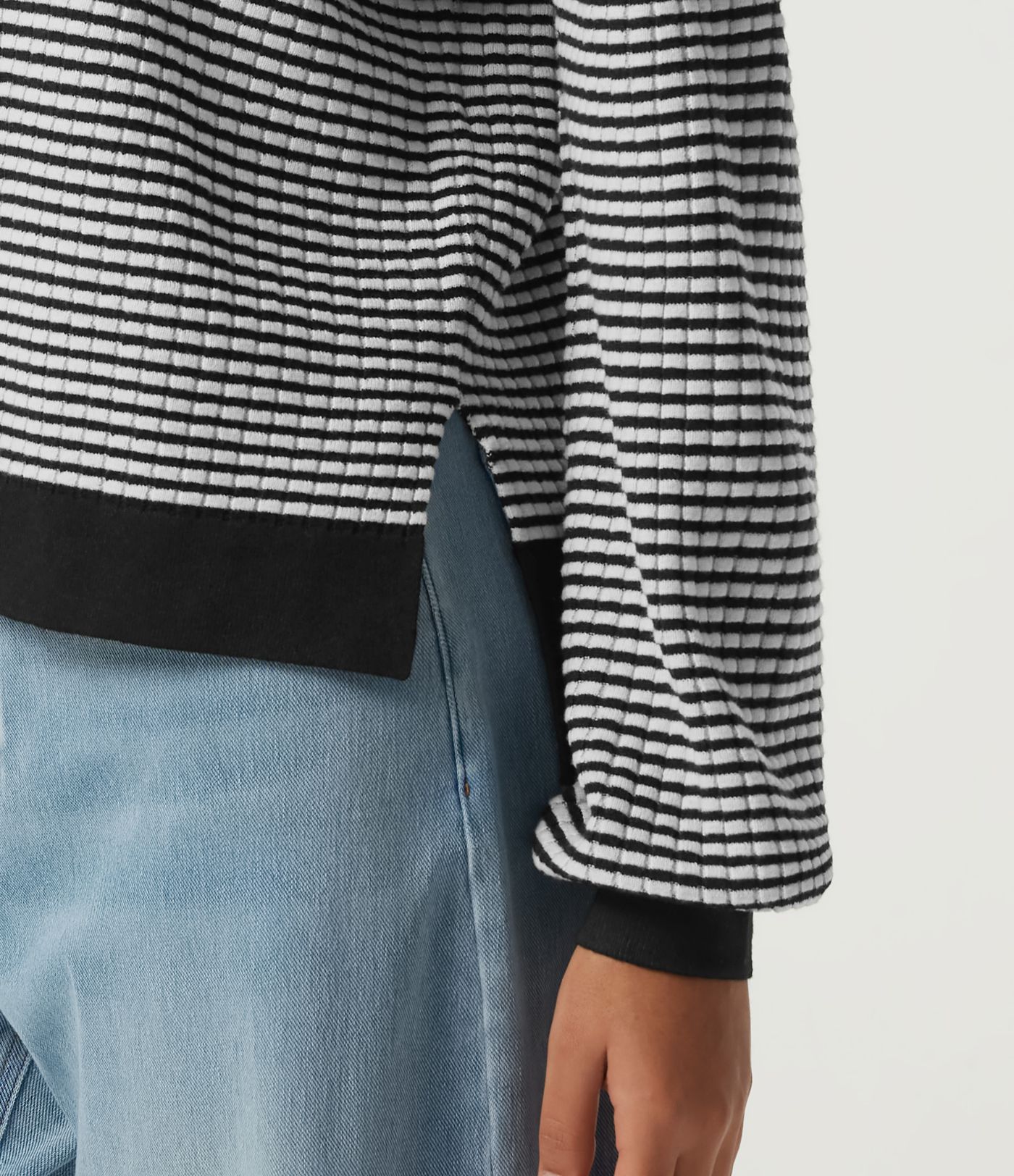 Round Neck Long Sleeve Stripe Waffle Casual Sweater Round Neck Long Sleeve Stripe Waffle Casual Sweater