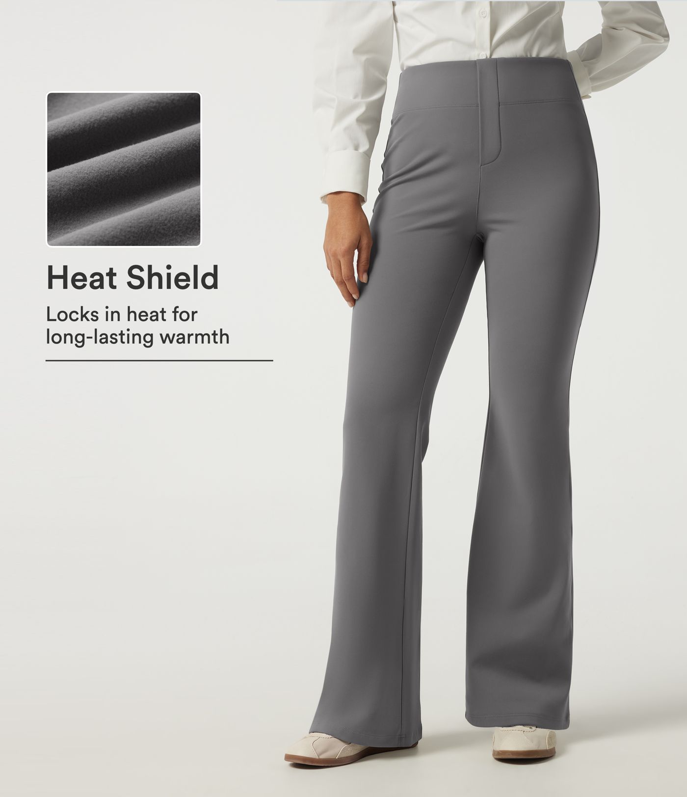 High Waisted Flare Fleece Work Pants with Pockets High Waisted Flare Fleece Work Pants with Pockets