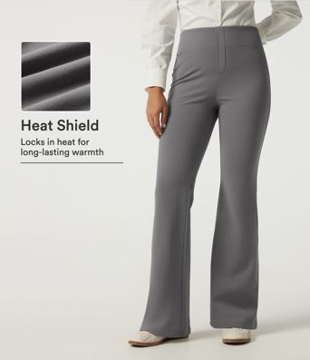 High Waisted Flare Fleece Work Pants with Pockets High Waisted Flare Fleece Work Pants with Pockets