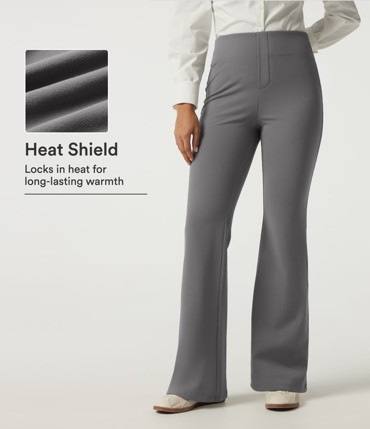 High Waisted Flare Fleece Work Pants with Pockets High Waisted Flare Fleece Work Pants with Pockets