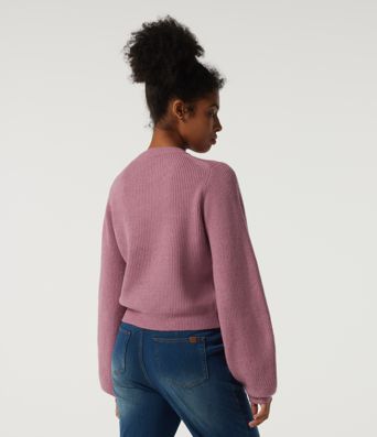 Round Neck Puff Long Sleeve Casual Sweater