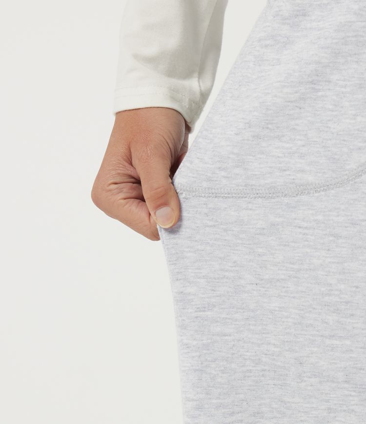 Mid Rise Crossover Wide Leg Split Hem Casual Cotton Sweatpants with Pockets Mid Rise Crossover Wide Leg Split Hem Casual Cotton Sweatpants with Pockets