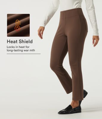 High Waisted Tapered Fleece Work Pants with Pockets
