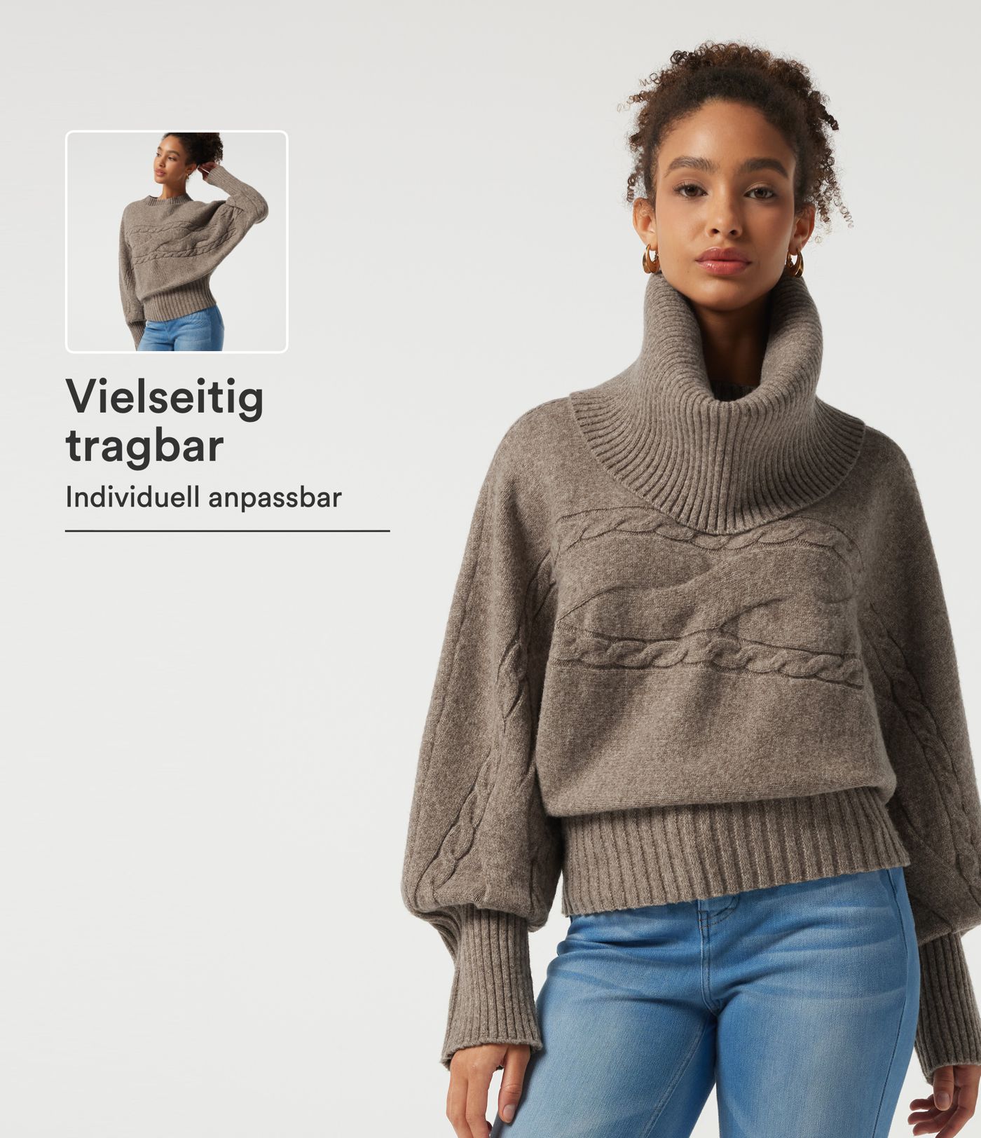 Lässiger Pullover mit hohem Kragen und langen Ärmeln Lässiger Pullover mit hohem Kragen und langen Ärmeln