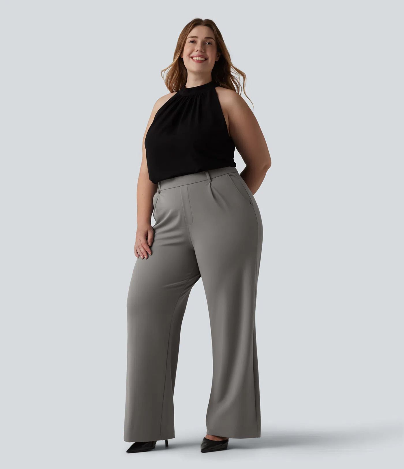 Halara Flex™ DayStretch High Waisted Pocket Straight Leg Work Plus Size Trousers Halara Flex™ DayStretch High Waisted Pocket Straight Leg Work Plus Size Trousers