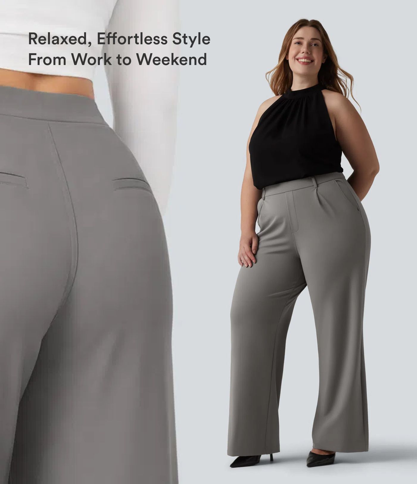Halara Flex™ DayStretch High Waisted Pocket Straight Leg Work Plus Size Trousers Halara Flex™ DayStretch High Waisted Pocket Straight Leg Work Plus Size Trousers