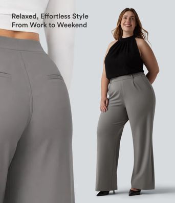 Halara Flex™ DayStretch High Waisted Pocket Straight Leg Work Plus Size Trousers Halara Flex™ DayStretch High Waisted Pocket Straight Leg Work Plus Size Trousers