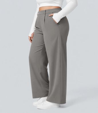 Halara Flex™ DayStretch High Waisted Pocket Straight Leg Work Plus Size Trousers Halara Flex™ DayStretch High Waisted Pocket Straight Leg Work Plus Size Trousers