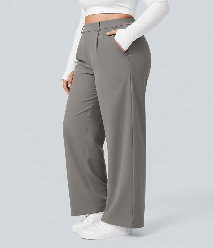 Halara Flex™ DayStretch High Waisted Pocket Straight Leg Work Plus Size Trousers Halara Flex™ DayStretch High Waisted Pocket Straight Leg Work Plus Size Trousers