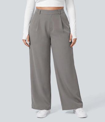 Halara Flex™ DayStretch High Waisted Pocket Straight Leg Work Plus Size Trousers Halara Flex™ DayStretch High Waisted Pocket Straight Leg Work Plus Size Trousers