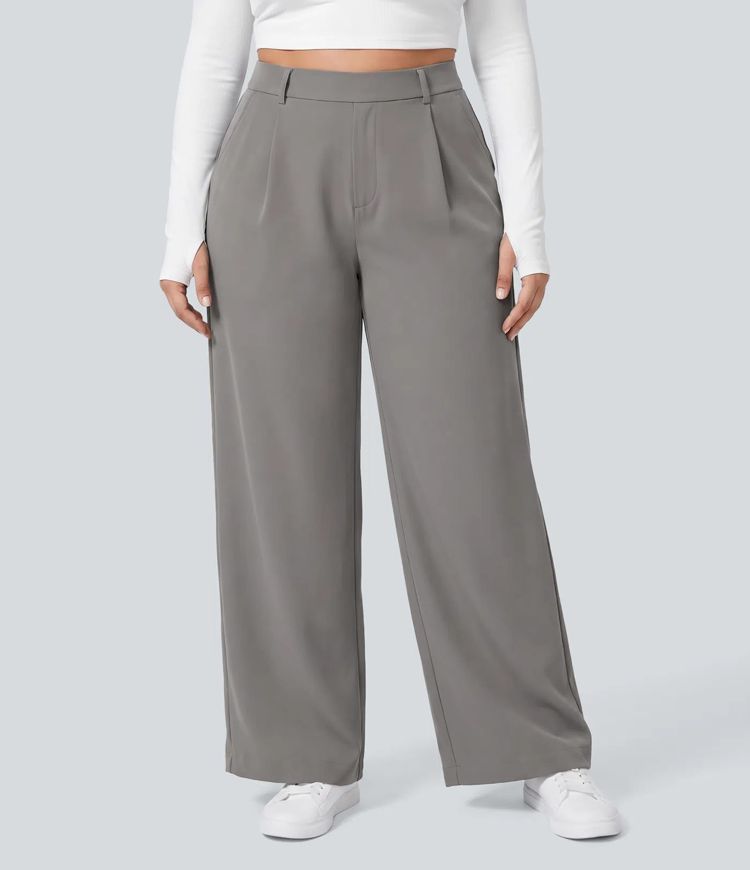 Halara Flex™ DayStretch High Waisted Pocket Straight Leg Work Plus Size Trousers Halara Flex™ DayStretch High Waisted Pocket Straight Leg Work Plus Size Trousers