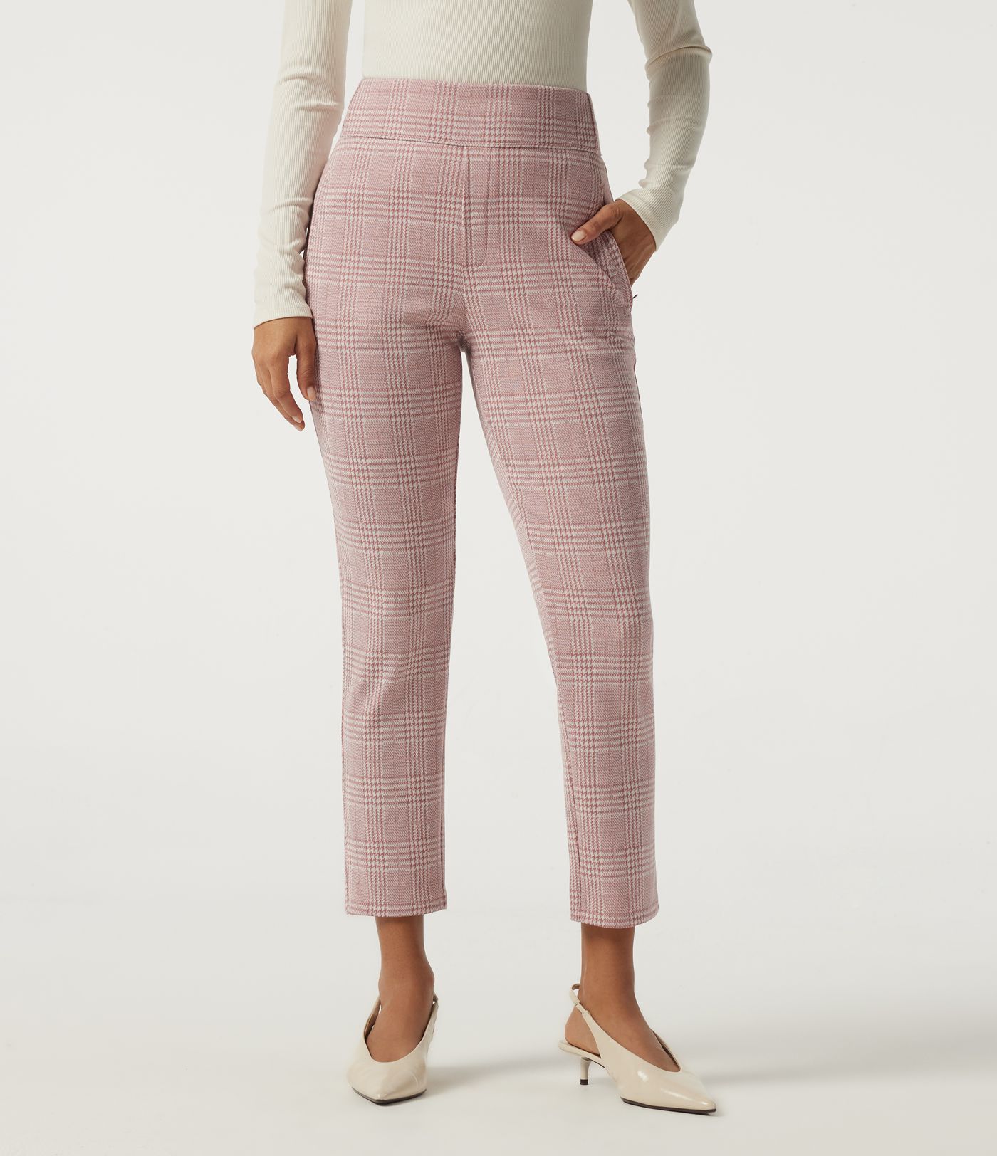 Halara Flex™ High Waisted Tapered Plaid Work Pants with Pockets