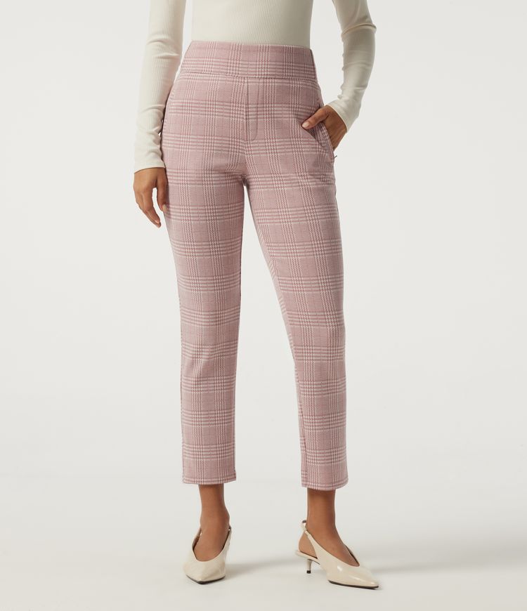 Halara Flex™ High Waisted Tapered Plaid Work Pants with Pockets