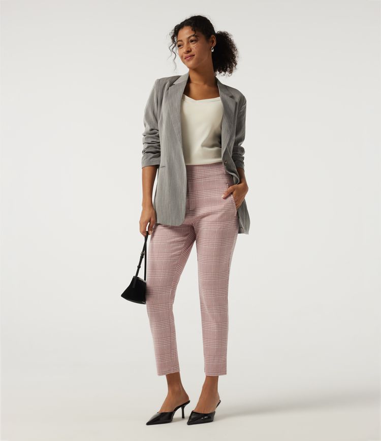 Halara Flex™ High Waisted Tapered Plaid Work Pants with Pockets
