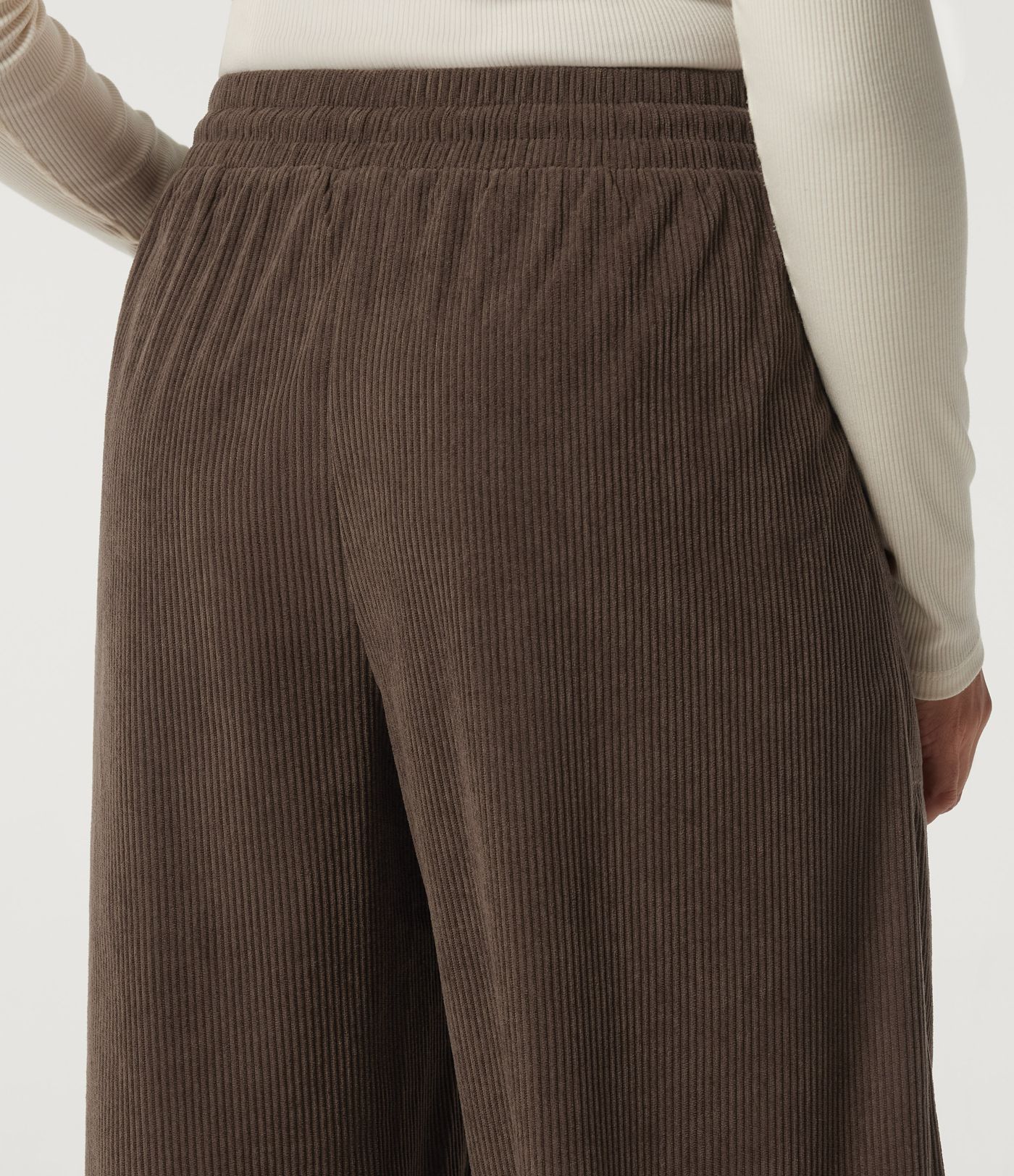 High Waisted Drawstring Tapered Corduroy Casual Pants with Pockets