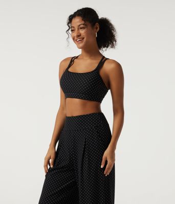 Halara UltraSculpt™ U Neck Polka Dot Crossover Yoga Tank Top with Built-in Bra