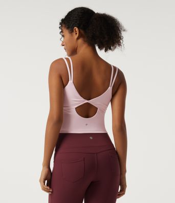 SoftlyZero™ Airy Scoop Neck Twisted Yoga Tank Top with Built-in Bra
