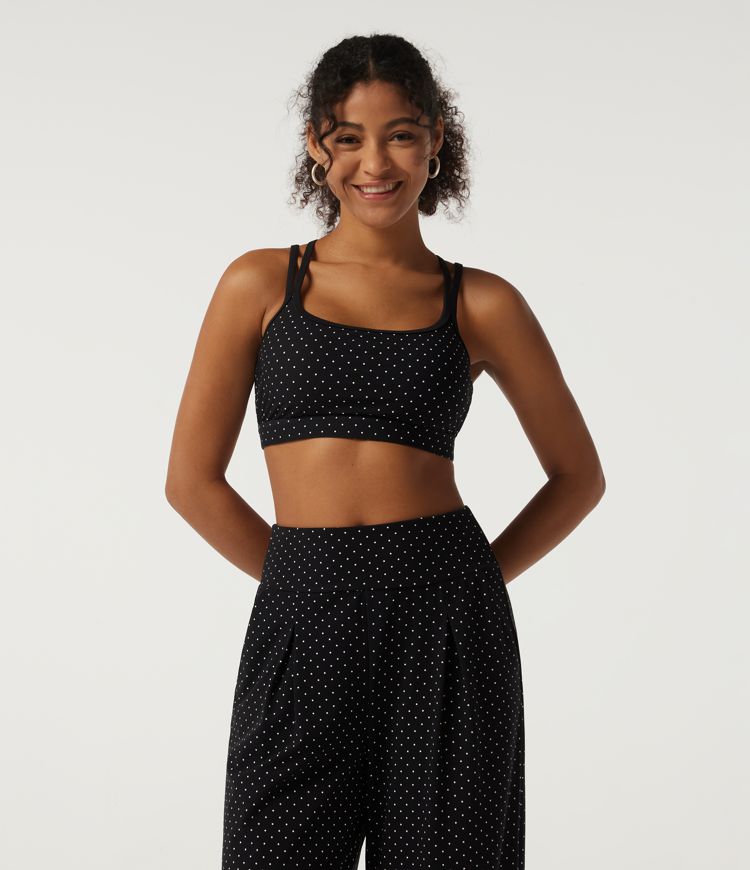 Halara UltraSculpt™ U Neck Polka Dot Crossover Yoga Tank Top with Built-in Bra