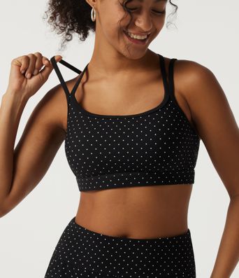 Halara UltraSculpt™ U Neck Polka Dot Crossover Yoga Tank Top with Built-in Bra
